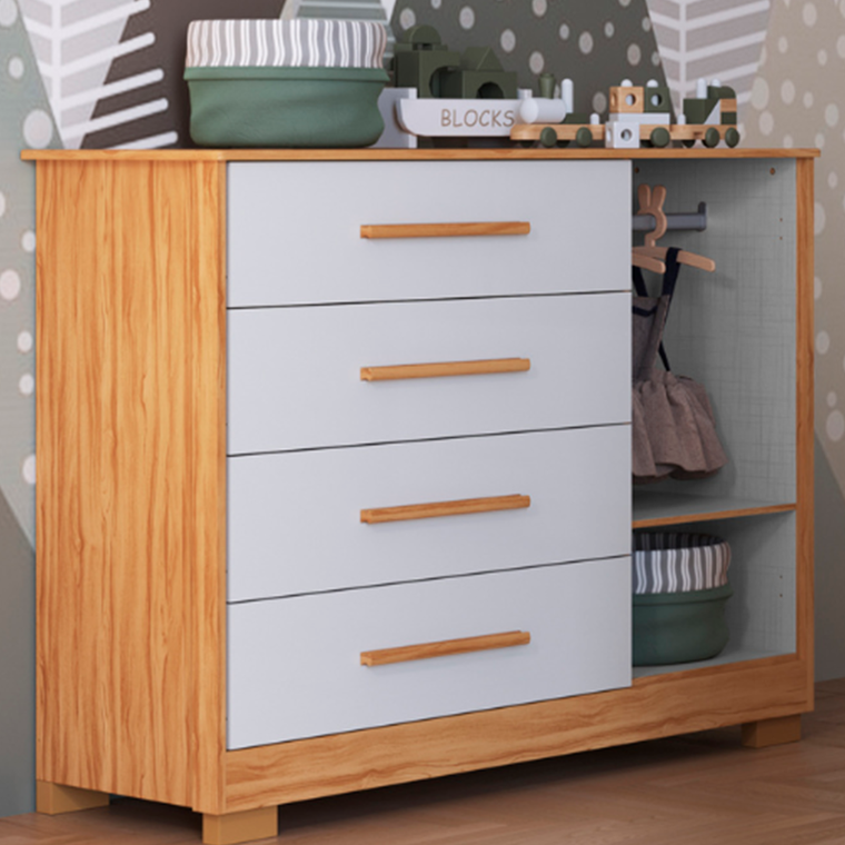 Comoda 1P Charlo Lisa Branco Brilho/Amendoa Peroba