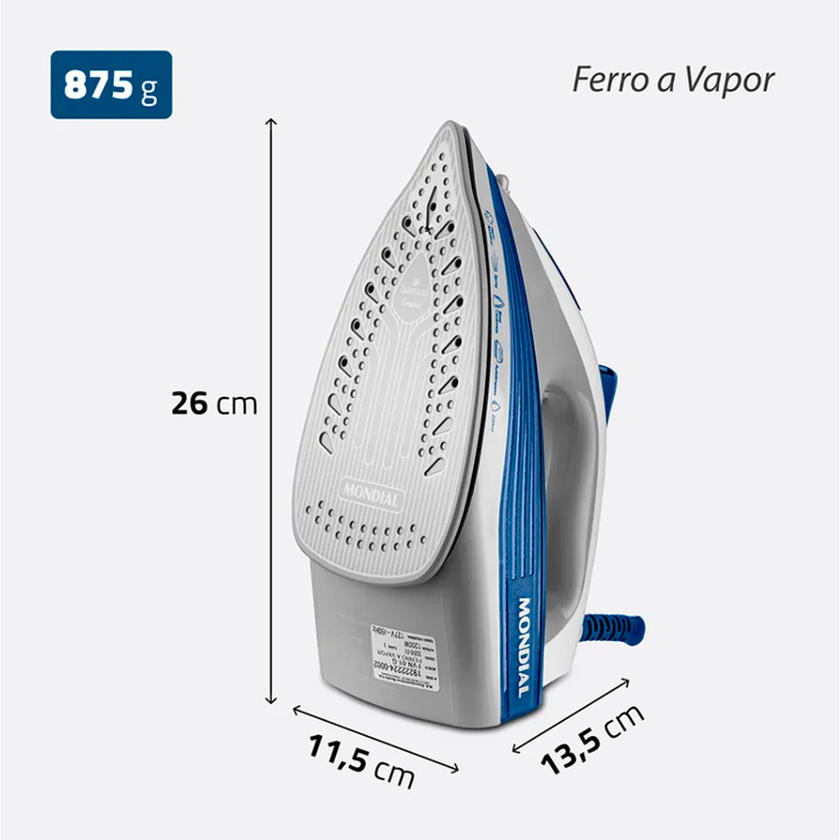 Ferro a Vapor FVN-01 -BL Azul Mondial  