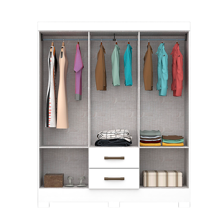 Roupeiro 6 Portas Olimpio com Pé Branco Josan