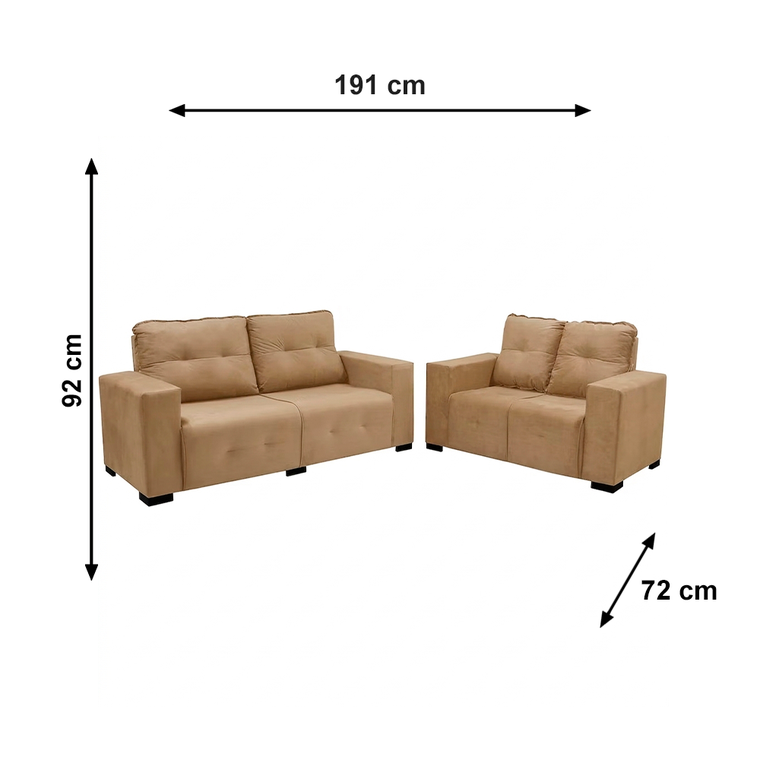 Sofa 2x3L Sena Vellus Light Bege J.A ESTOFADOS