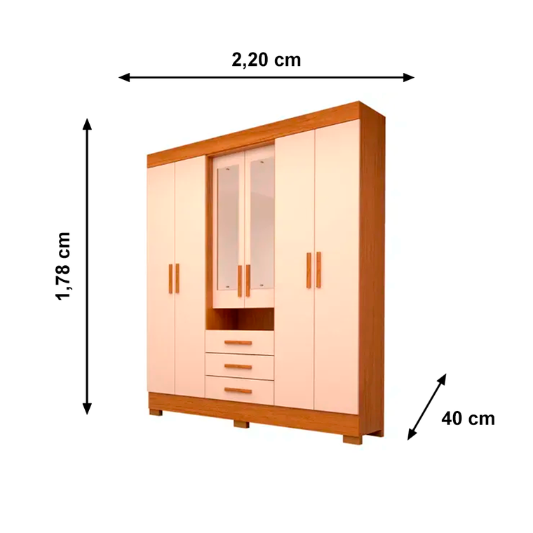 Roupeiro Debora 6P Capelinha C/Esp Cinamomo ACP Moveis