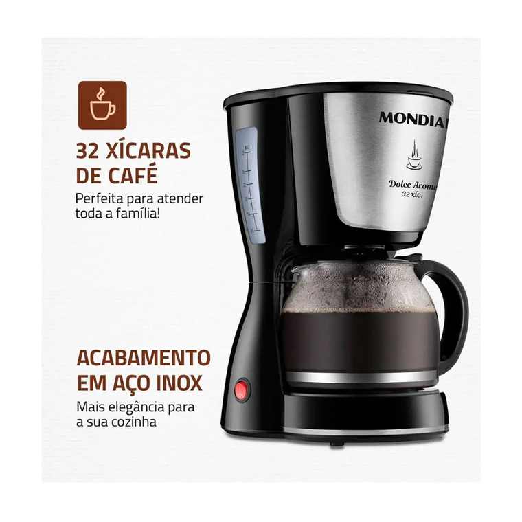 Cafeteira Dolce Arome C-32 32X 800W Preta/Inox Mondial