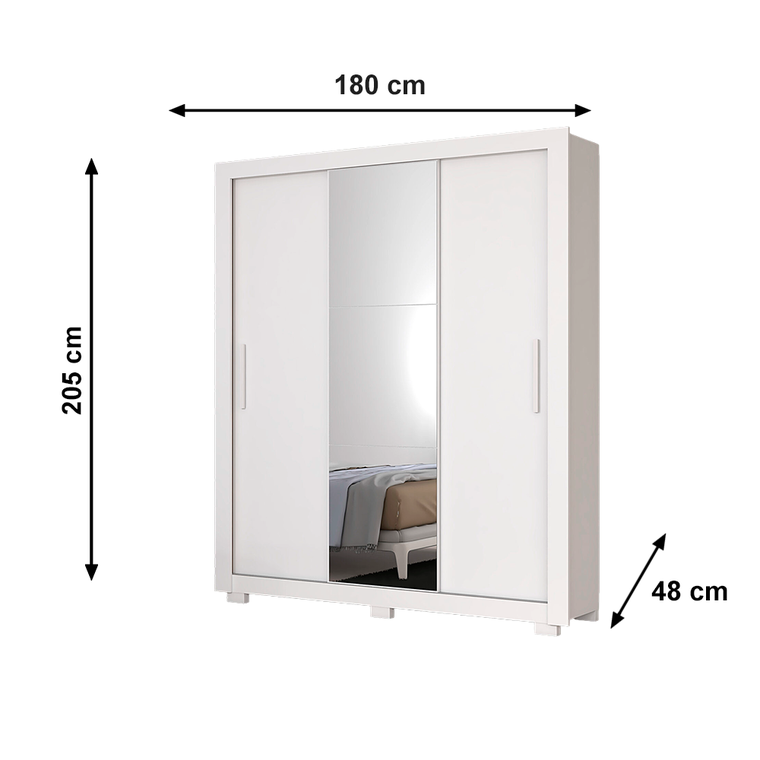 Roupeiro 3P Apollo Espelho Branco Josan