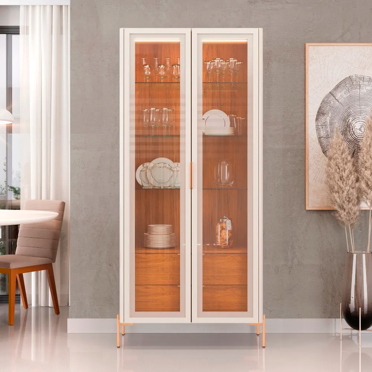 Cristaleira Olivia OFF WHITE/FREIJO DJ MOVEIS