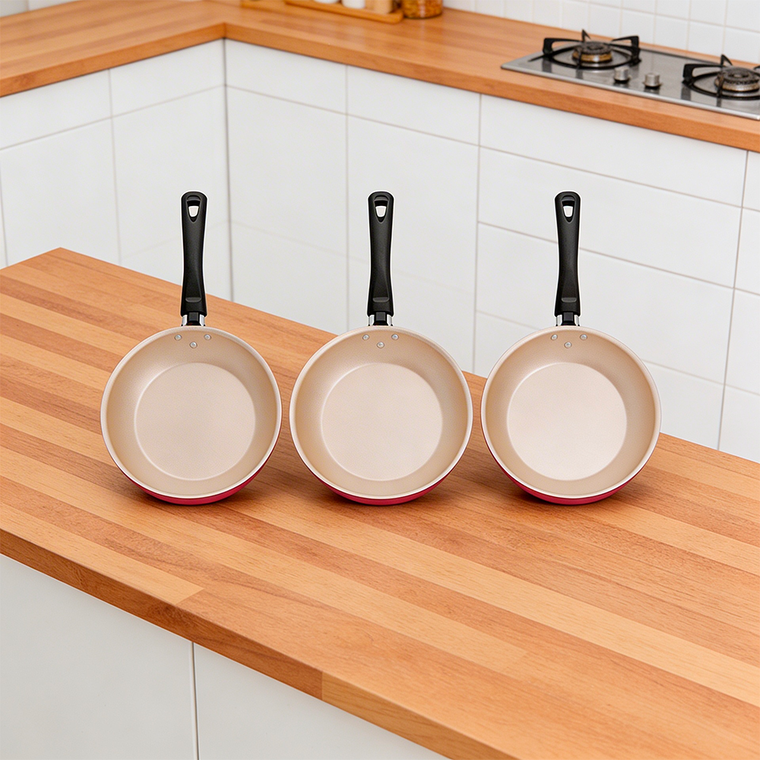 Kit Frigideira Francesa 18,20 e 22 000444 Cereja/Creme Única Luz