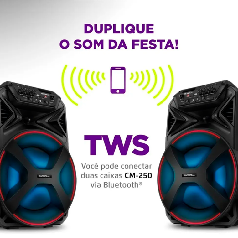 Caixa Amplificadora CM-250 Connect Party  Plus 250W C/Bat Mondial