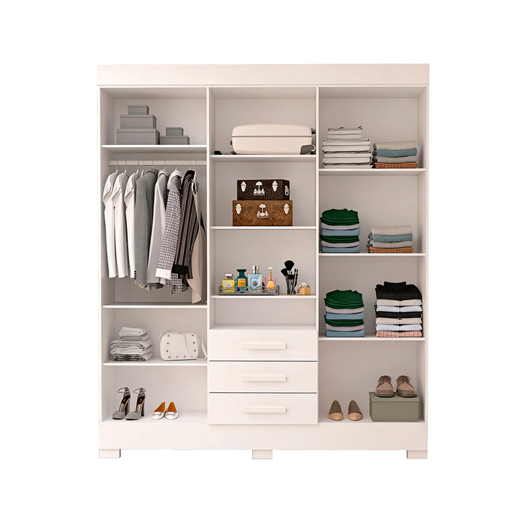 Roupeiro Debora 6 Portas Capelinha com Espelho Branco ACP Moveis