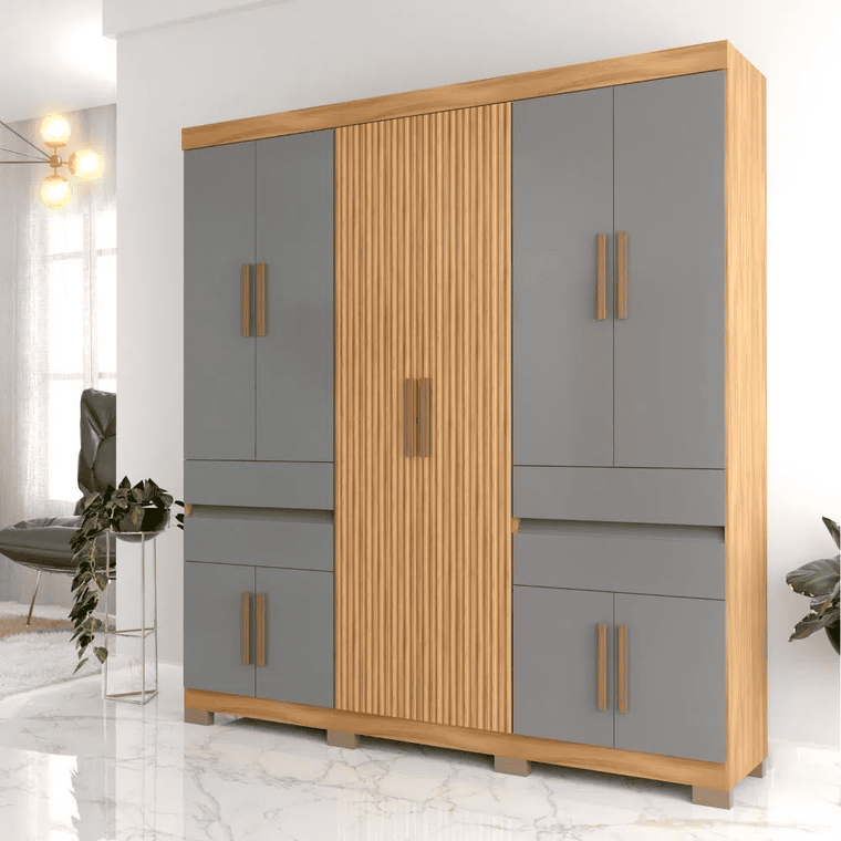 Roupeiro Nevada 10 Portas Freijo Grafite Avelan