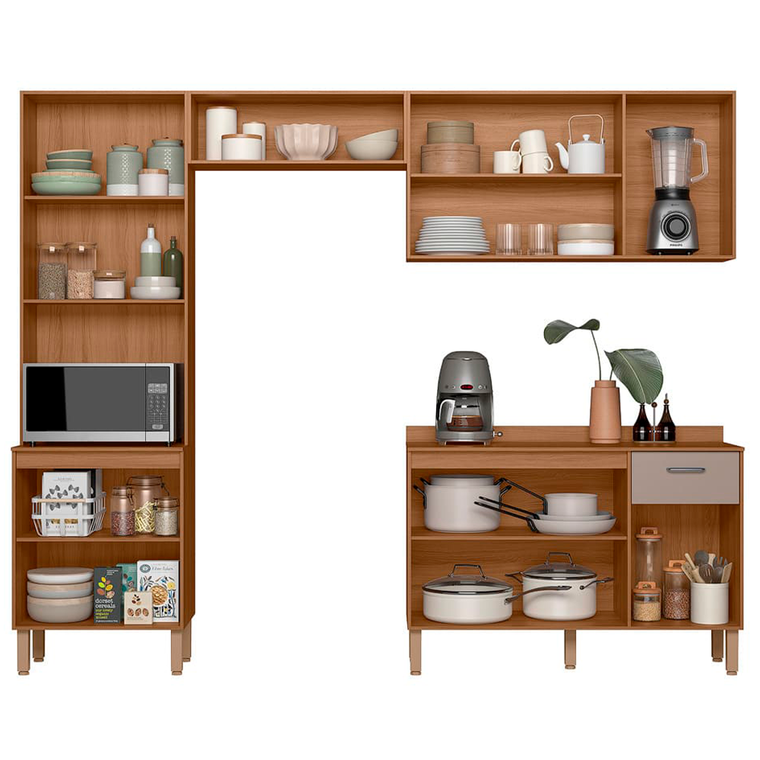 Cozinha 4PCS AUDACIA 100% MDF BR/PRETO Nicioli