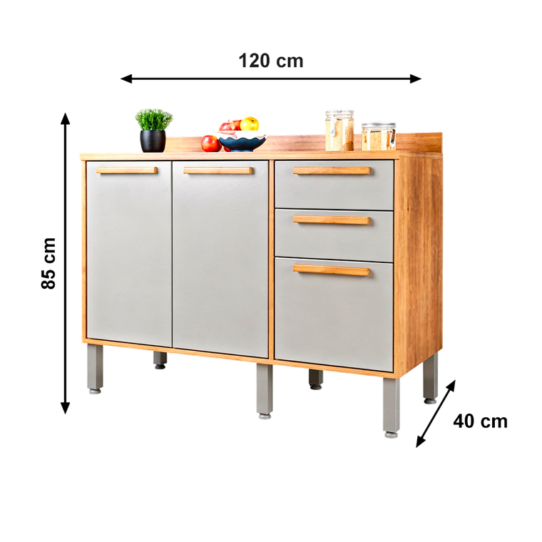 Balcão Cozinha 1,20 Florida Cinamomo/Off Salleto