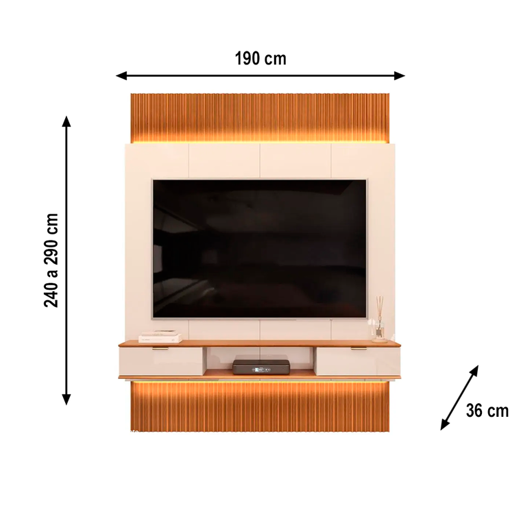 Painel Extensivel Hit 190 Freijo/Off White DJ Moveis
