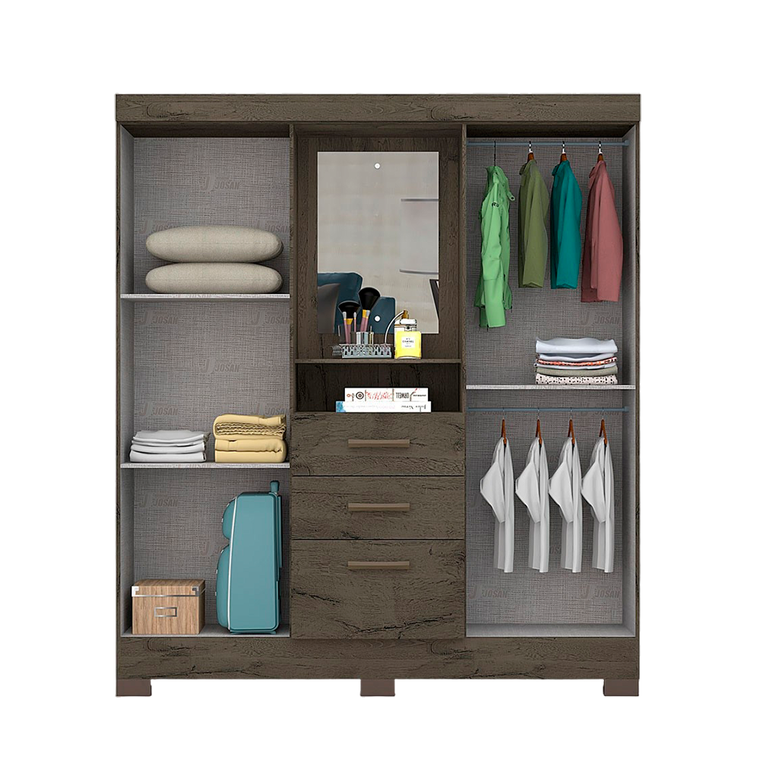 Roupeiro Mirabilis com Pés e Espelho Amendoa Josan