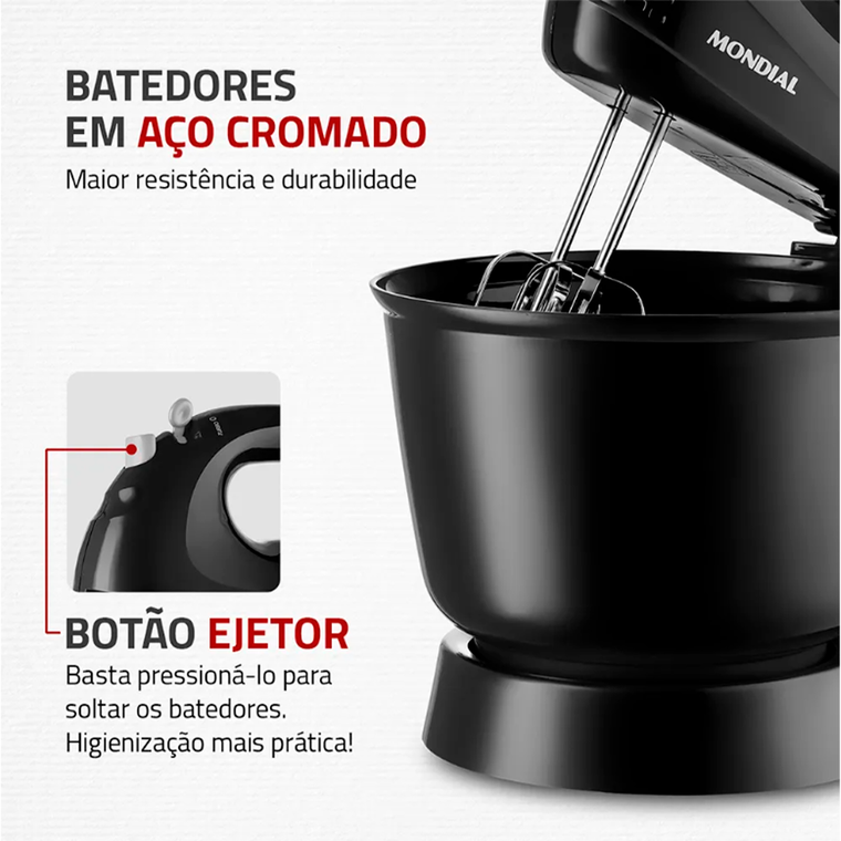 Batedeira 3V Pratica B-44 400W Preto Mondial