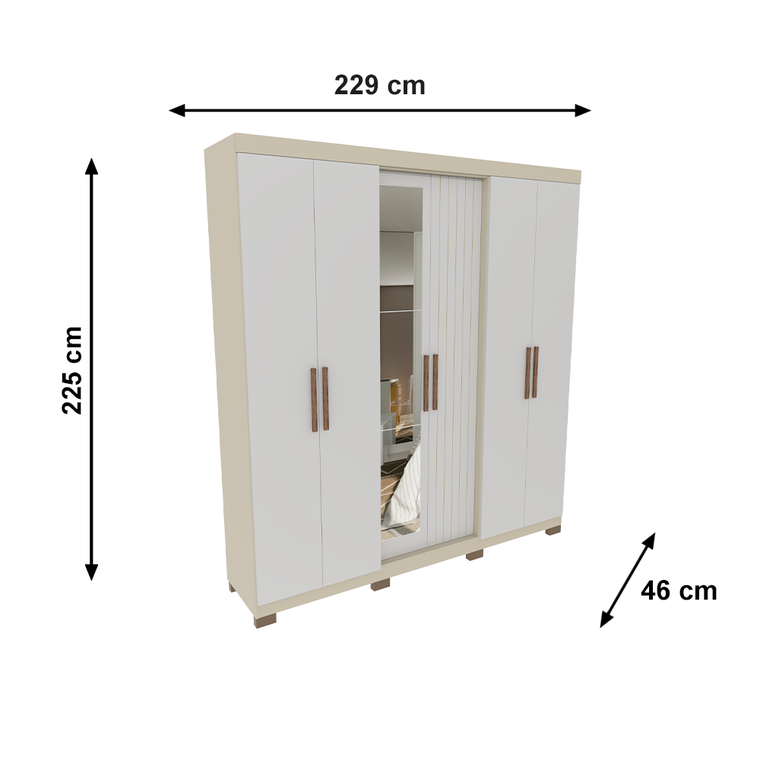 Roupeiro 6P Argos Plus Vt Branco Avelan