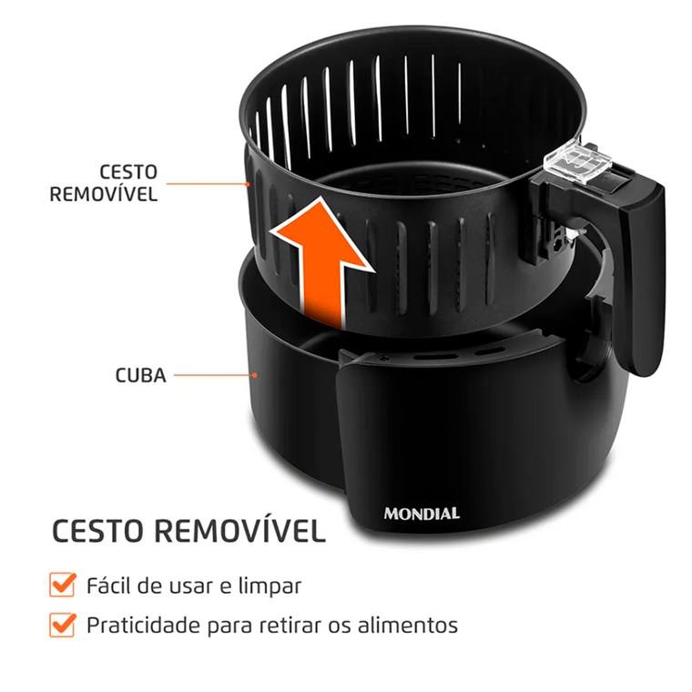 Air Fryer 3,6L AF-36 Pratic 1500W 220V Preto/Inox Mondial 