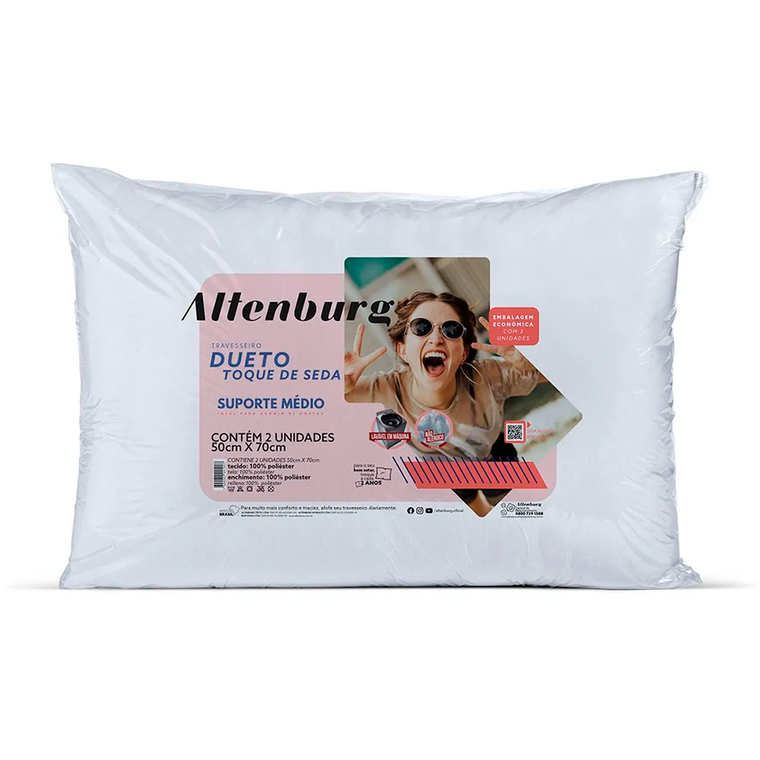 Travesseiro Dueto Toque De Seda 2 EM 1 Branco Altenburg
