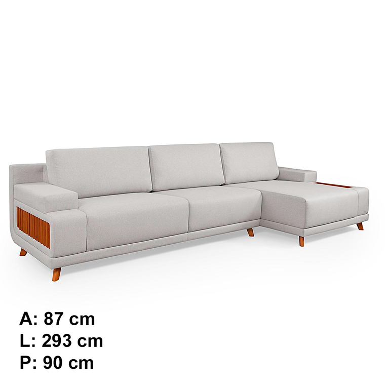 Sofa Roma Chaise Rpiado Tecido Linho Estofados Primor