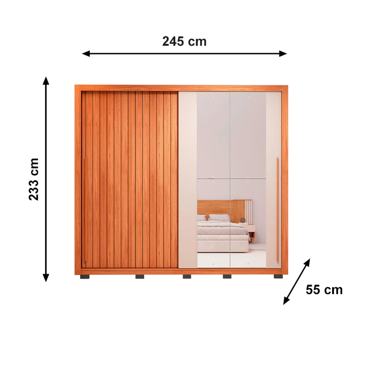 Roupeiro Romanus 2 Portas Double Lux 2.4 4G Freijo/Off White Caemmun