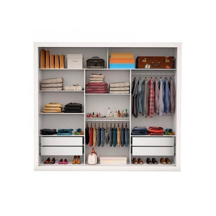 Roupeiro Lotse com Espelho com Pé Gold 3d DM Branco Carioca