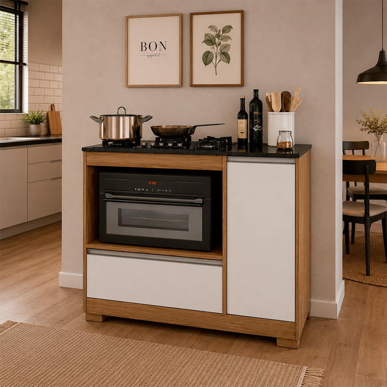 Balcão Cooktop NT 3050 Freijo Trend Branco New Notável