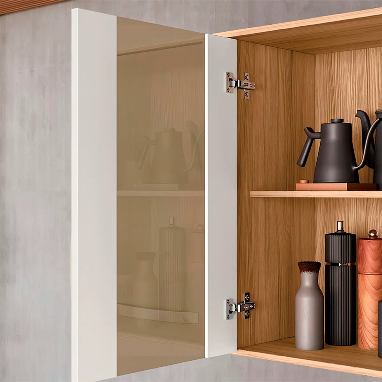 Cozinha Fit Freijo/Off White Cristal Portas de Vidro Nicioli