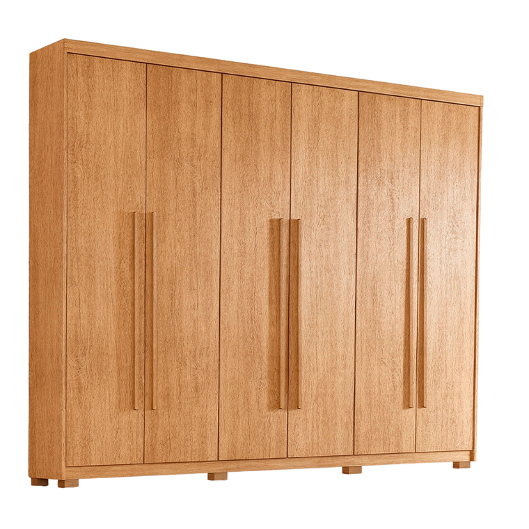 Roupeiro Hawaii 6 Portas com Pés Naturale/Naturale Rufato