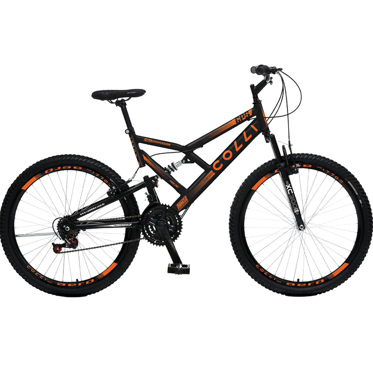 Bicicleta Aro 26 GPS Preto Fosco/Laranja Neon Colli