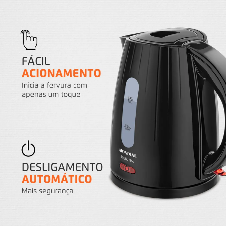 Chaleira Eletrica 1L CE-07 Preto Mondial