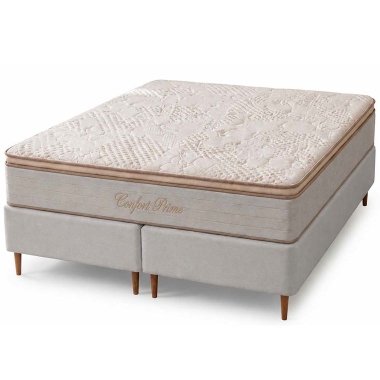 Conjunto Box King Confort Prime com Pillow Top e Molas Ensacadas 193x203 Softflex