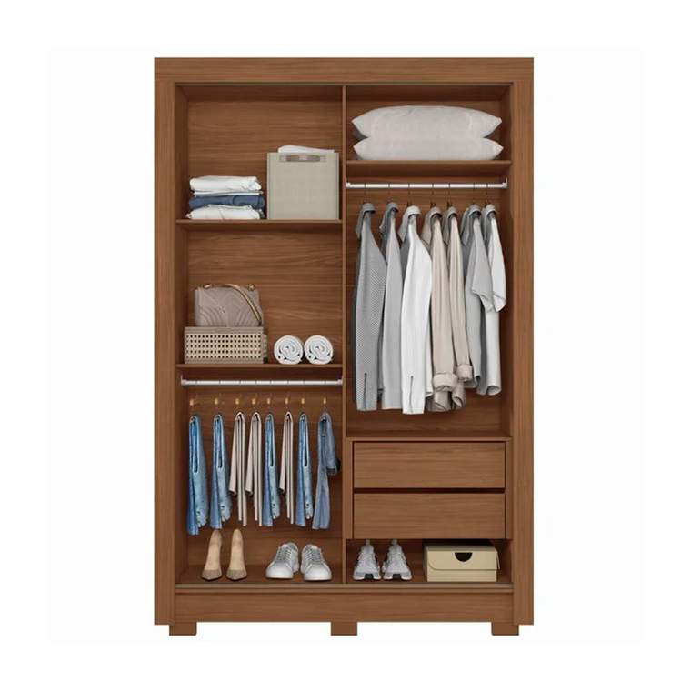 Roupeiro 2 Portas Apollo com Pé com Espelho Cinamomo-Cinamomo/Off White Josan