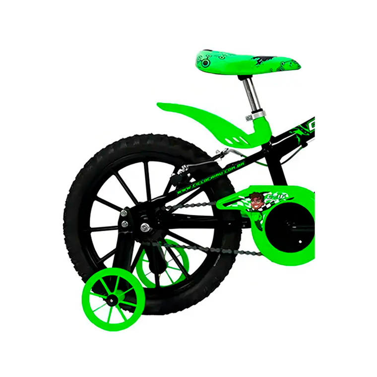 Bicicleta Aro 16 MTB ABS Preto/Verde Ciclo Cairu
