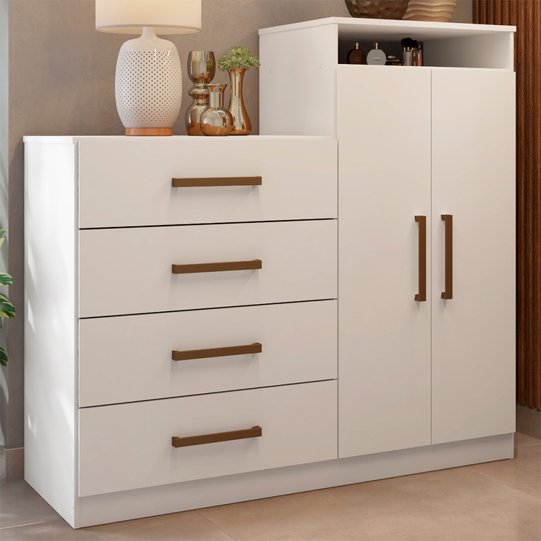 Comoda 2P 4G Aurea Com Pe Branco Demobile