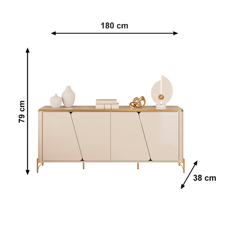 Buffet Liara Off White/Dourado Dj Moveis