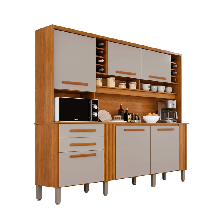 Armário De Cozinha Catar Cinamomo/Off Salleto