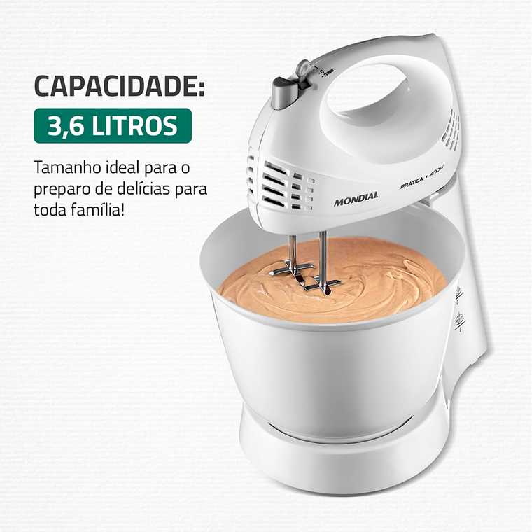 Batedeira 3V Pratica B-44  400W Branco Mondial