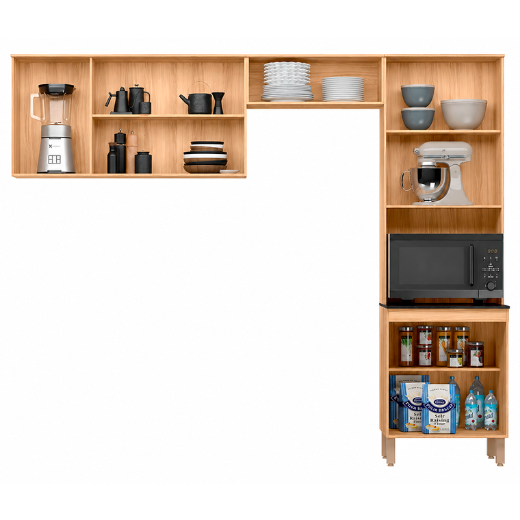 Cozinha Fit Freijo/Off White Cristal Portas de Vidro Nicioli