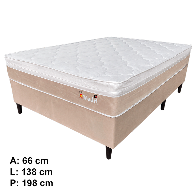 Conjunto Box Madri Molas Ensacadas Casal 138x66 Titanio
