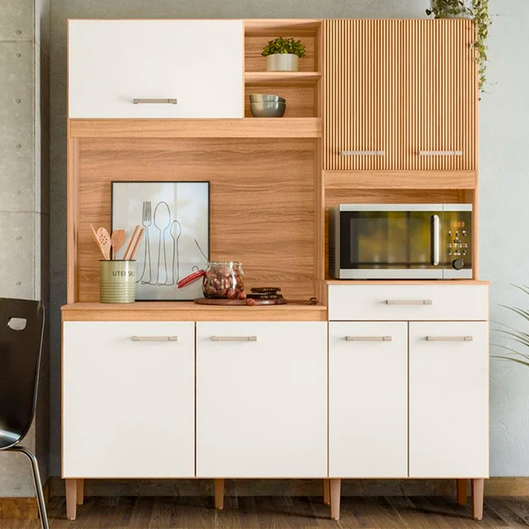 Kit Cozinha Yara 160 Freijo/Off White CRT/RIP Freijo PTA FECHADA Nicioli