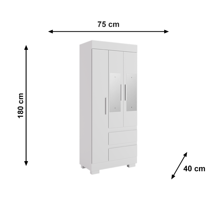 Roupeiro Maya 3P MDP Branco ACP MOVEIS