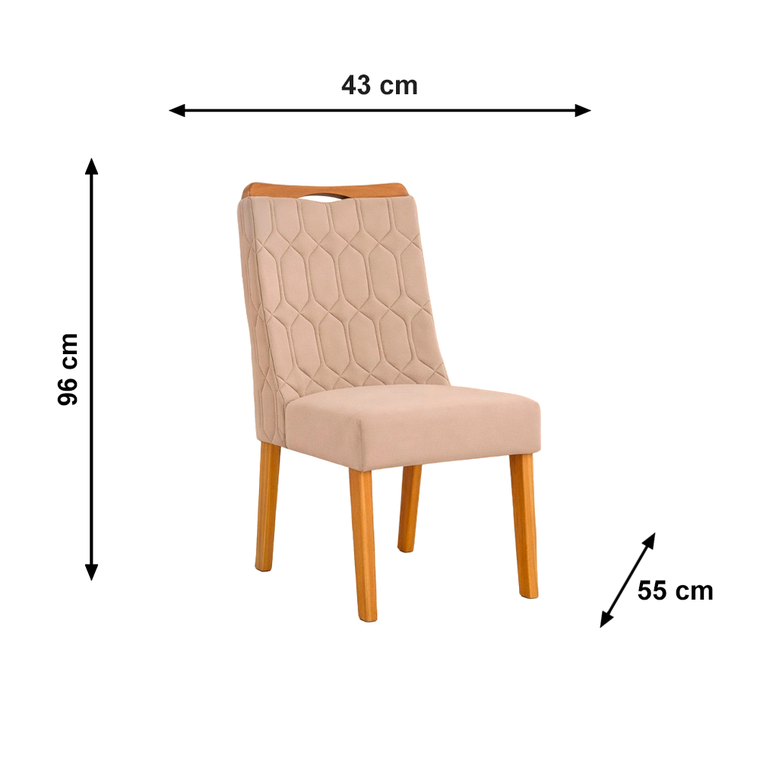 Conjunto Cadeira Bia Cedro/Veludo Kraft DJ MOVEIS