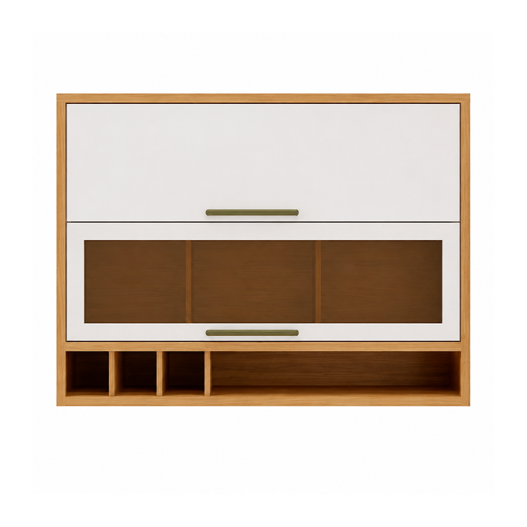 Armário Aéreo Duplo Reflecta 1200 Syrah Amêndoa/Off White Rio Doce