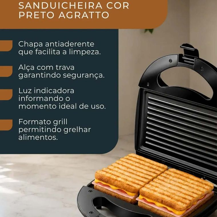Sanduicheira Grill SA-02 Agratto Black