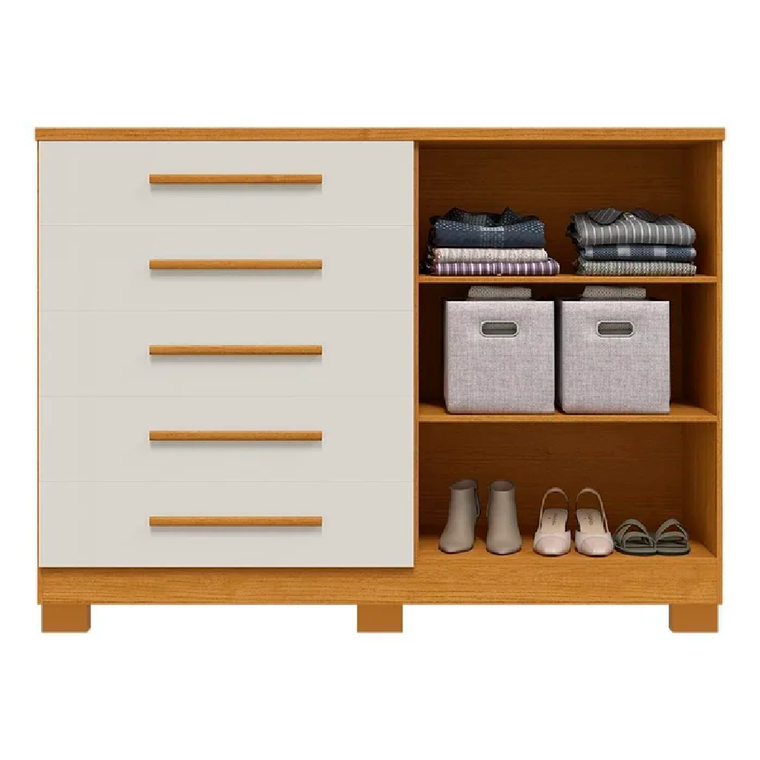 Comoda Bella 5G C/Sap Cinamomo Off White ACP Moveis