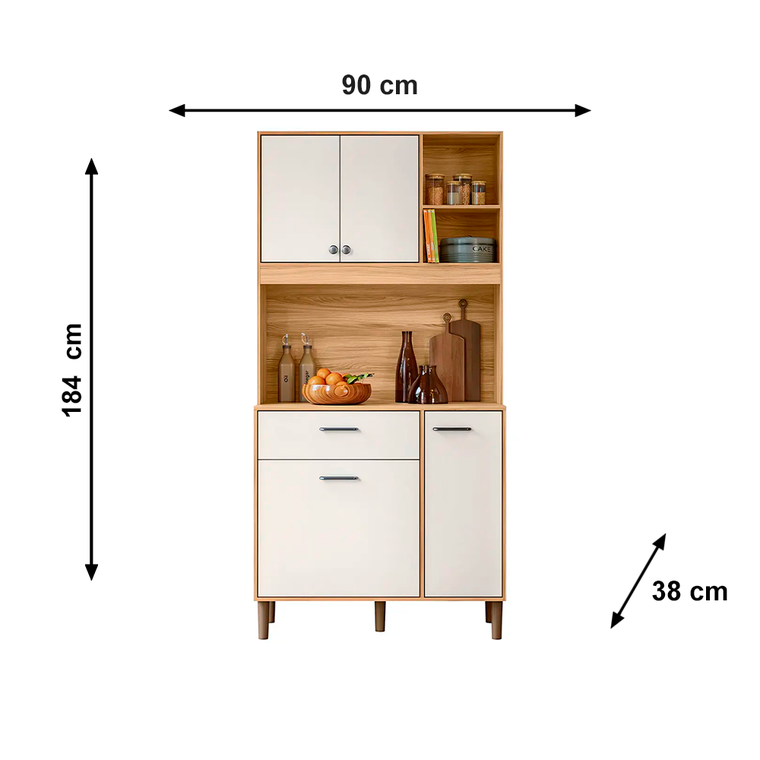 Cozinha Erva Doce 90 Freijo/Off White PTA Fechada Nicioli
