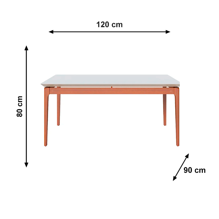 Mesa Wind 1.8 C/Vidro Retangular Off White/Nature Imcal
