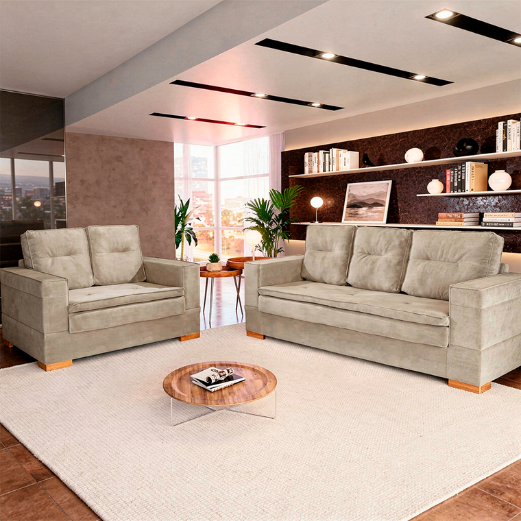 Conjunto De Sofa 2x3L Valencia Veludo Bordo T05 Jw Estofados