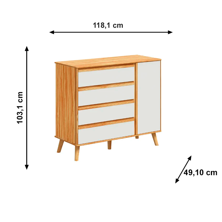 Comado 1P Theo Lisa Off White/Amendoa Peroba