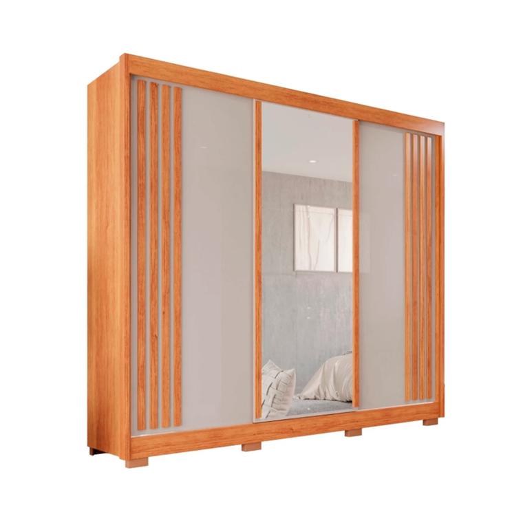 Roupeiro Atenas 3P Plus C/Pés C/Esp Cinamomo/Off Salleto