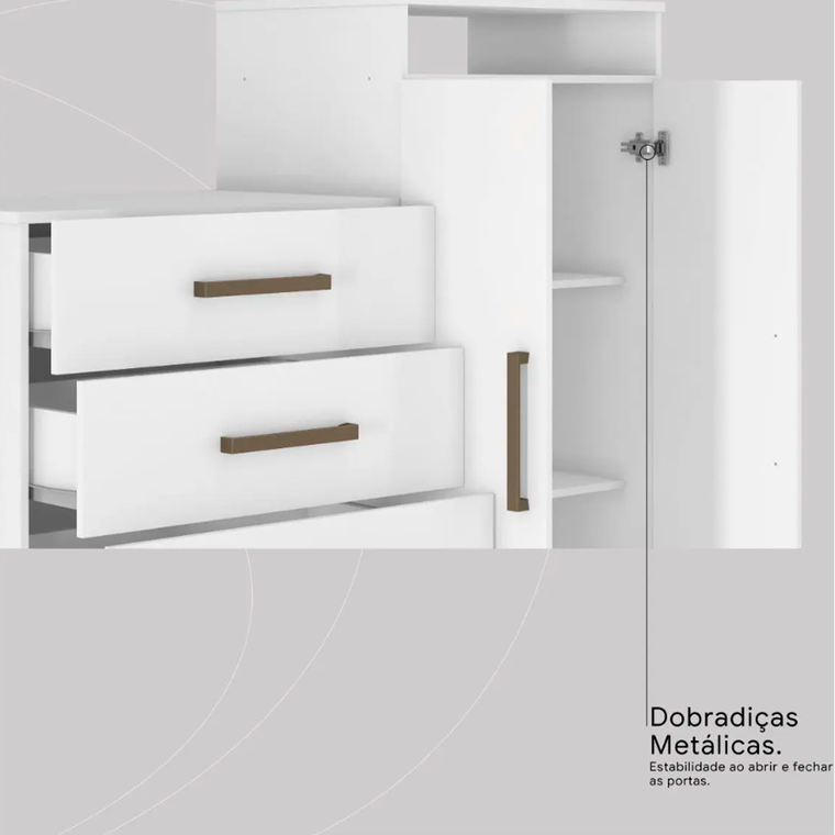 Comoda 2P 4G Aurea Com Pe Branco Demobile