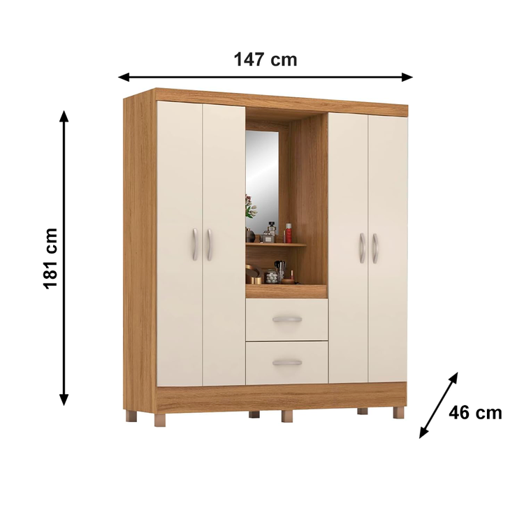 Roupeiro Capelinha 4 Portas Lord Amendola/Off White Demobile